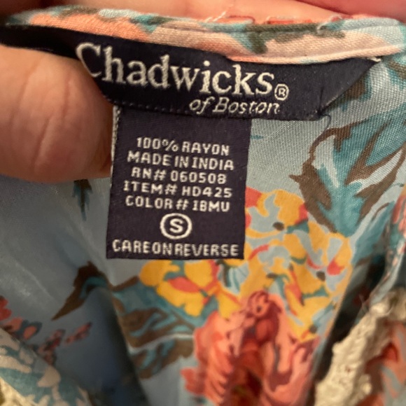 Y2K Chadwicks Floral Blue Dress with Lace Trim - Picture 6 of 7